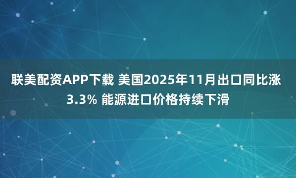 联美配资APP下载 美国2025年11月出口同比涨 3.3% 能源进口价格持续下滑