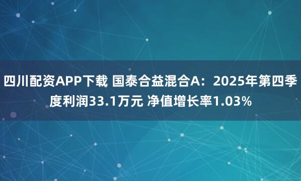 四川配资APP下载 国泰合益混合A：2025年第四季度利润33.1万元 净值增长率1.03%