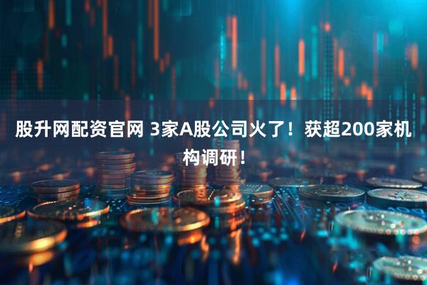 股升网配资官网 3家A股公司火了！获超200家机构调研！